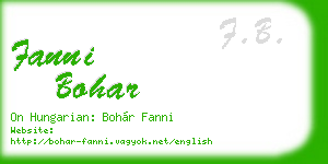 fanni bohar business card